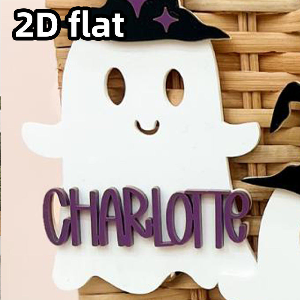 Personalized Witch Ghost Halloween Tag