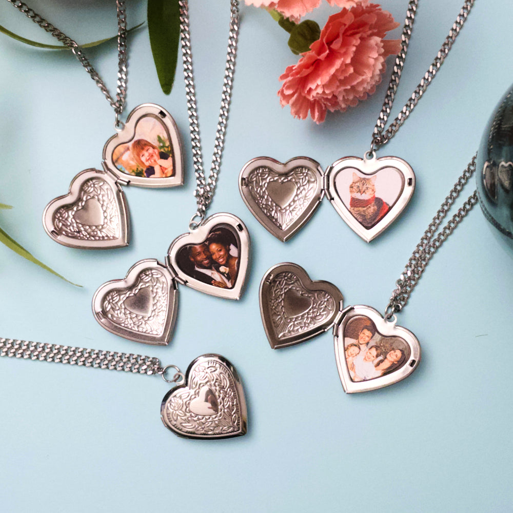 Heart Locket Necklace with Photo