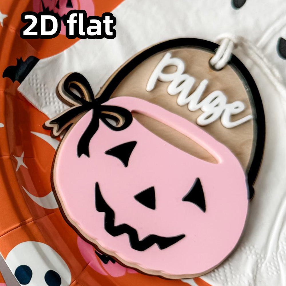 Personalized Halloween Acrylic Pumpkin Name Tags