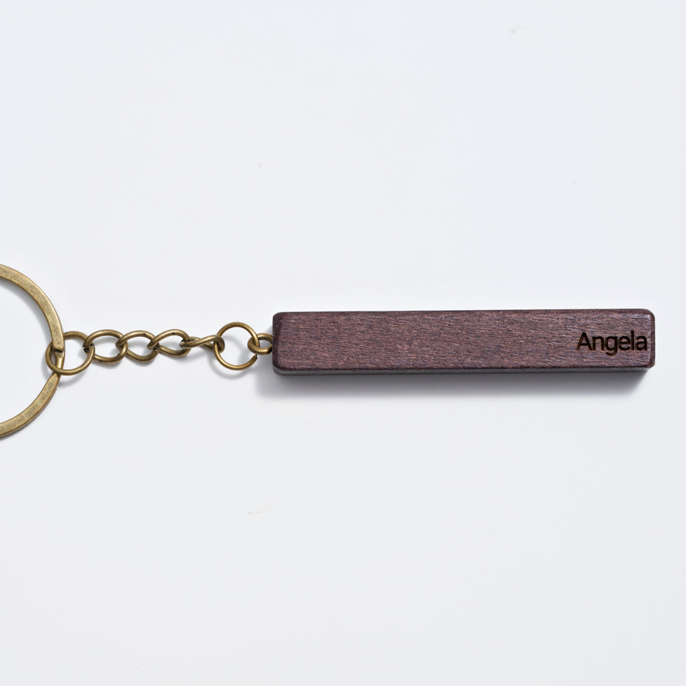 Wooden Personalized Key Chain, Rectangular Wood Key Chain