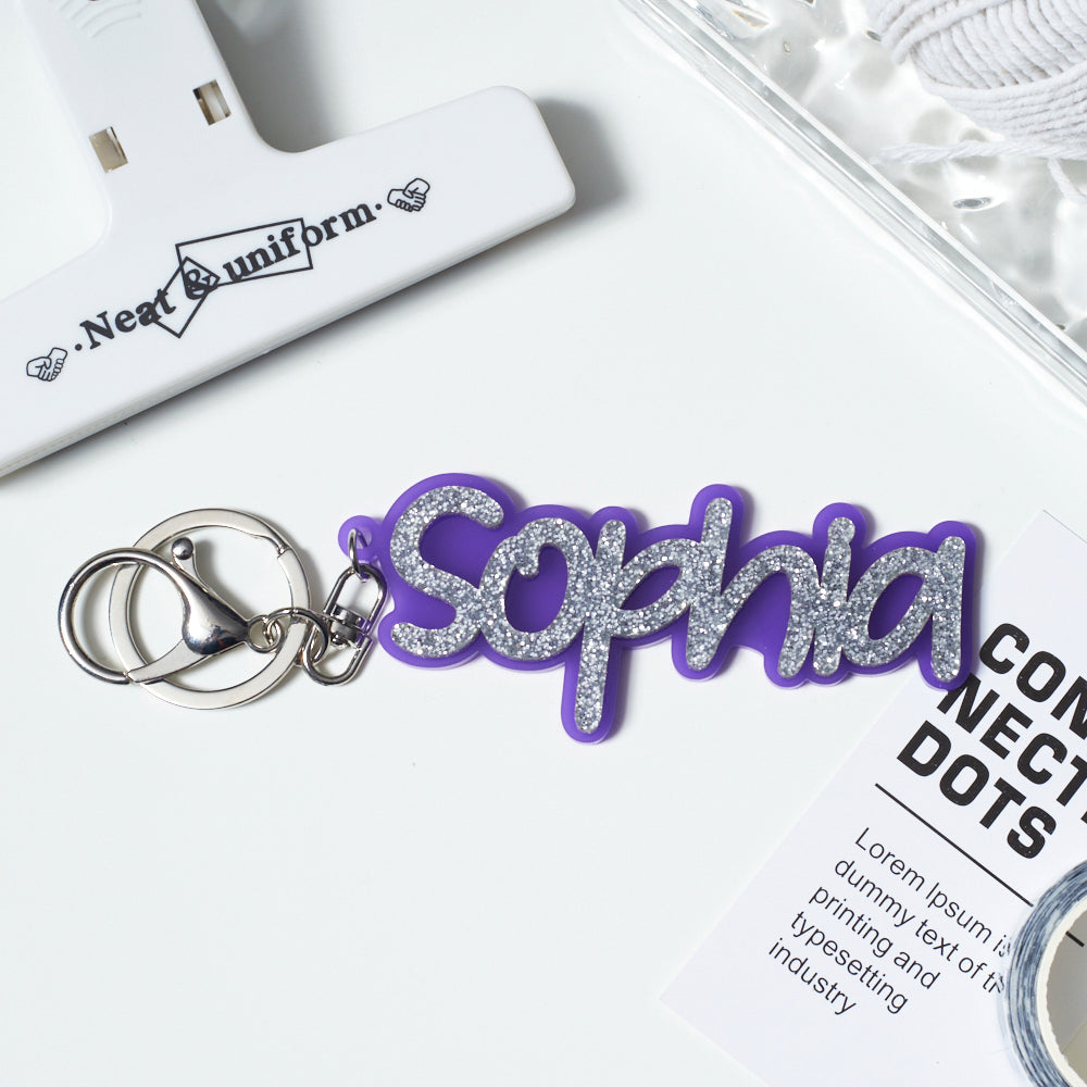 Customized Acrylic Key Chain - Glitter Text Ver.