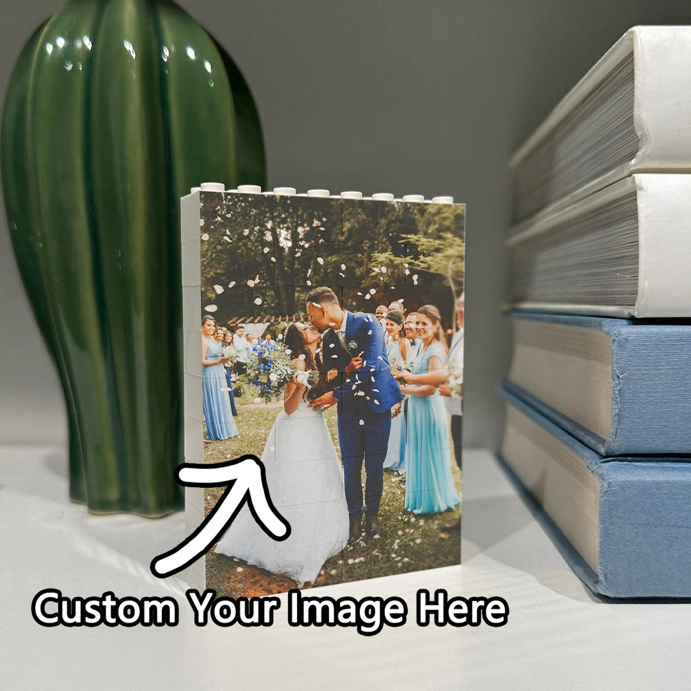 Small Portrait Photo Block, Personalized WHITE Building Block, Custom Puzzle