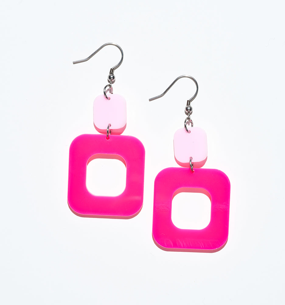 Pink Barbie Geometric Earrings
