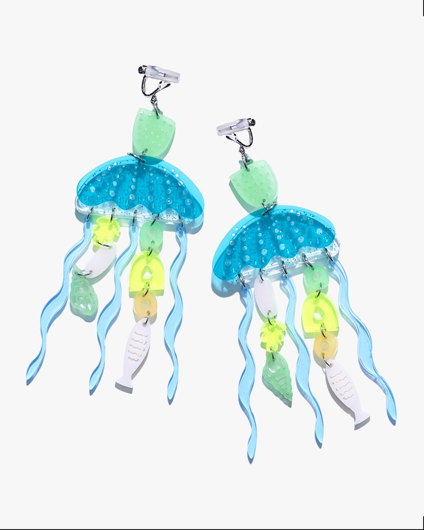 Blue Luminous Jellyfish Dangle/Ear Clip