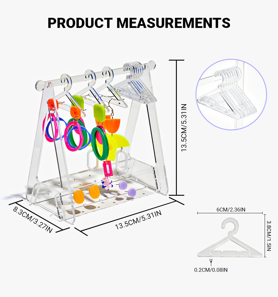 Earrings Storage Acrylic Display Stand (With 8 Hangers)