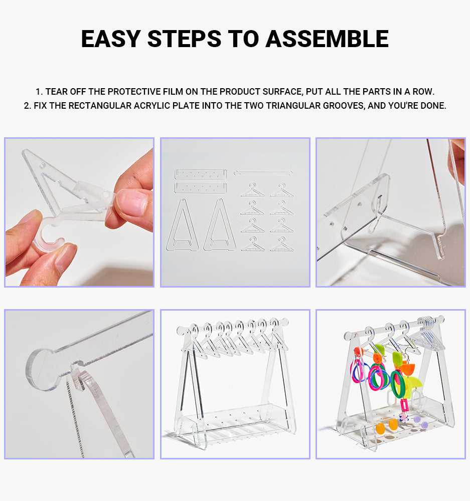 Earrings Storage Acrylic Display Stand (With 8 Hangers)