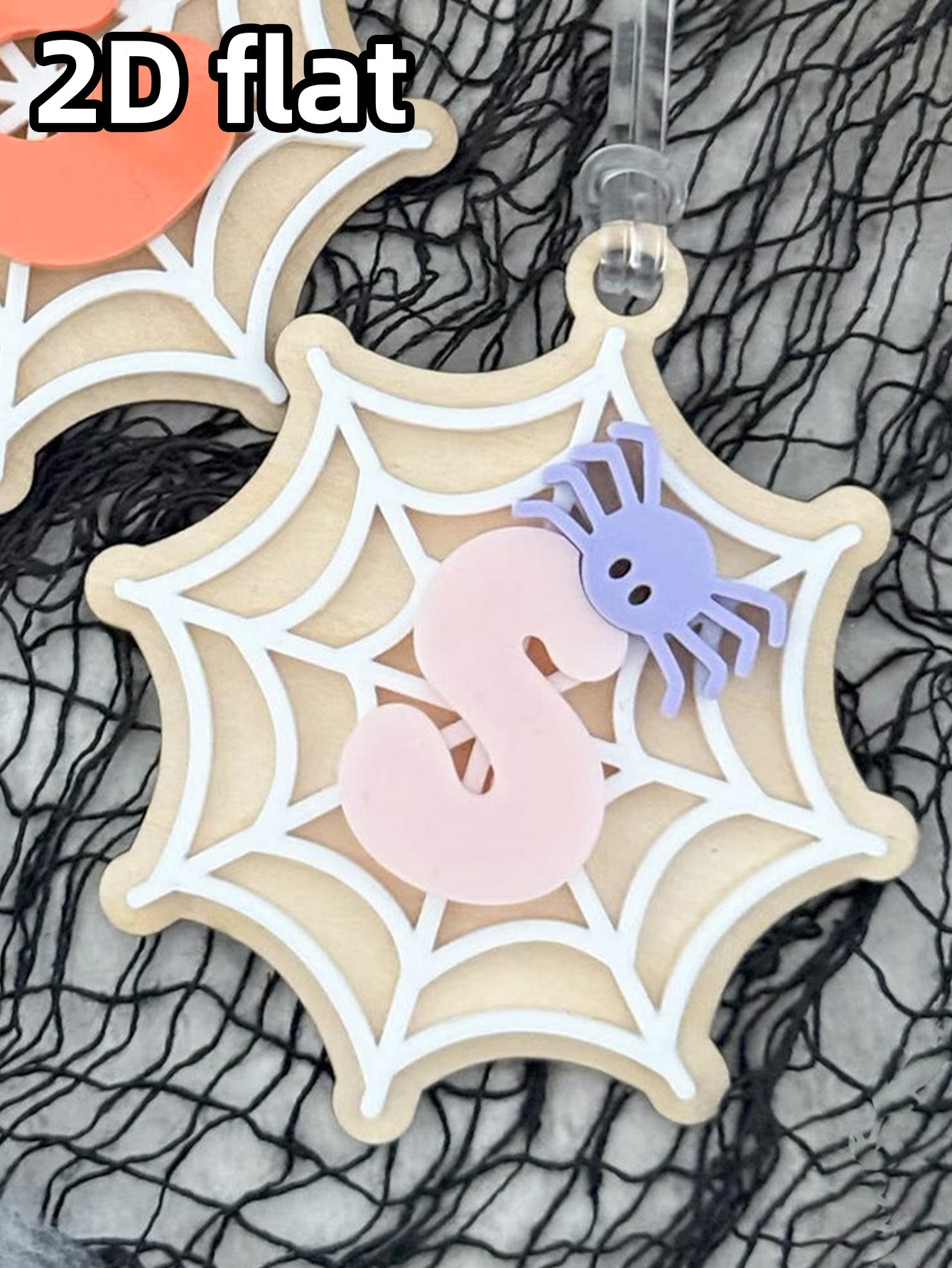 Personalized Halloween Spider Web Boo Basket Letter Name Tag