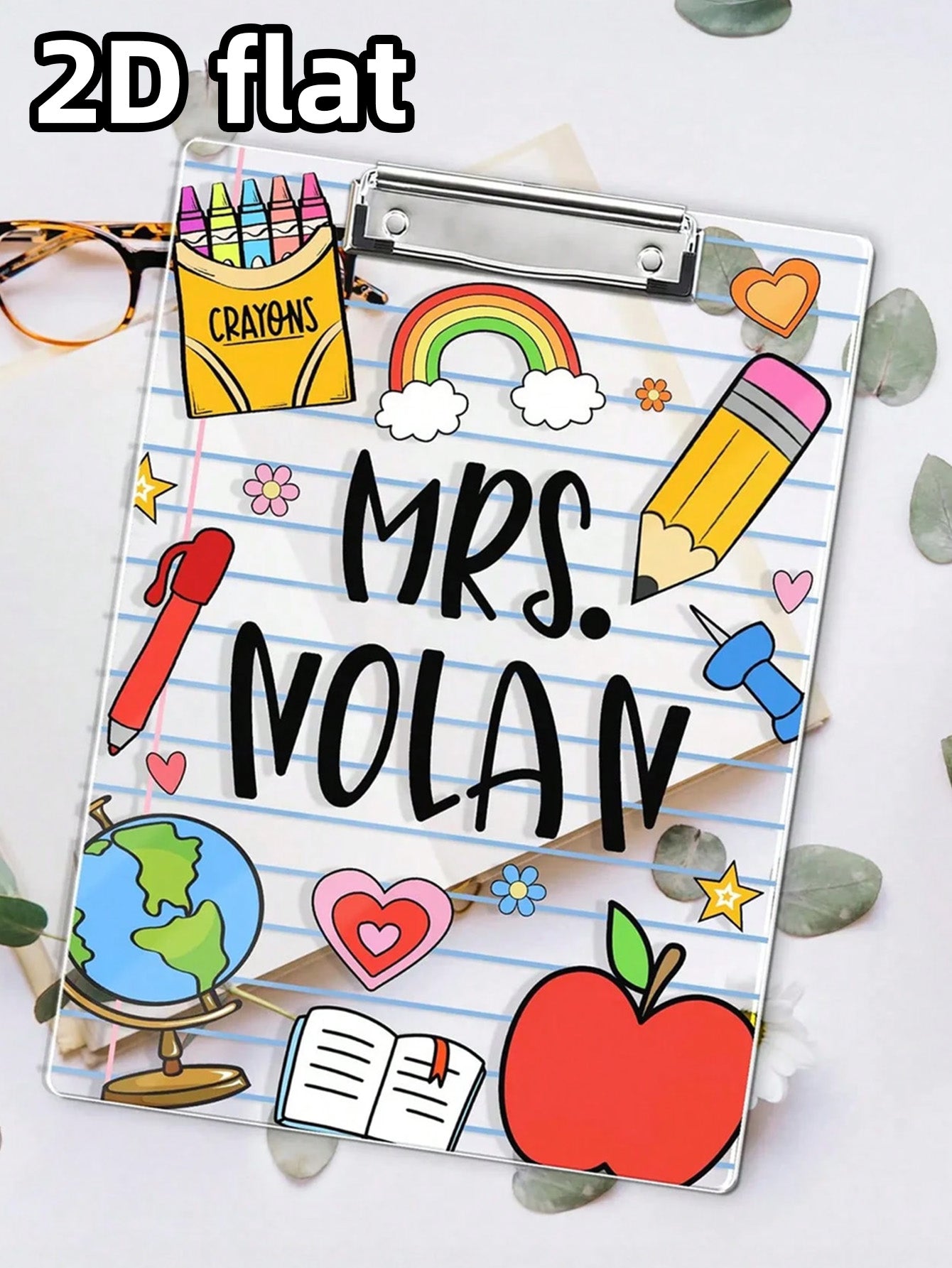 Customized Acrylic Clipboard With The Teacher's Name