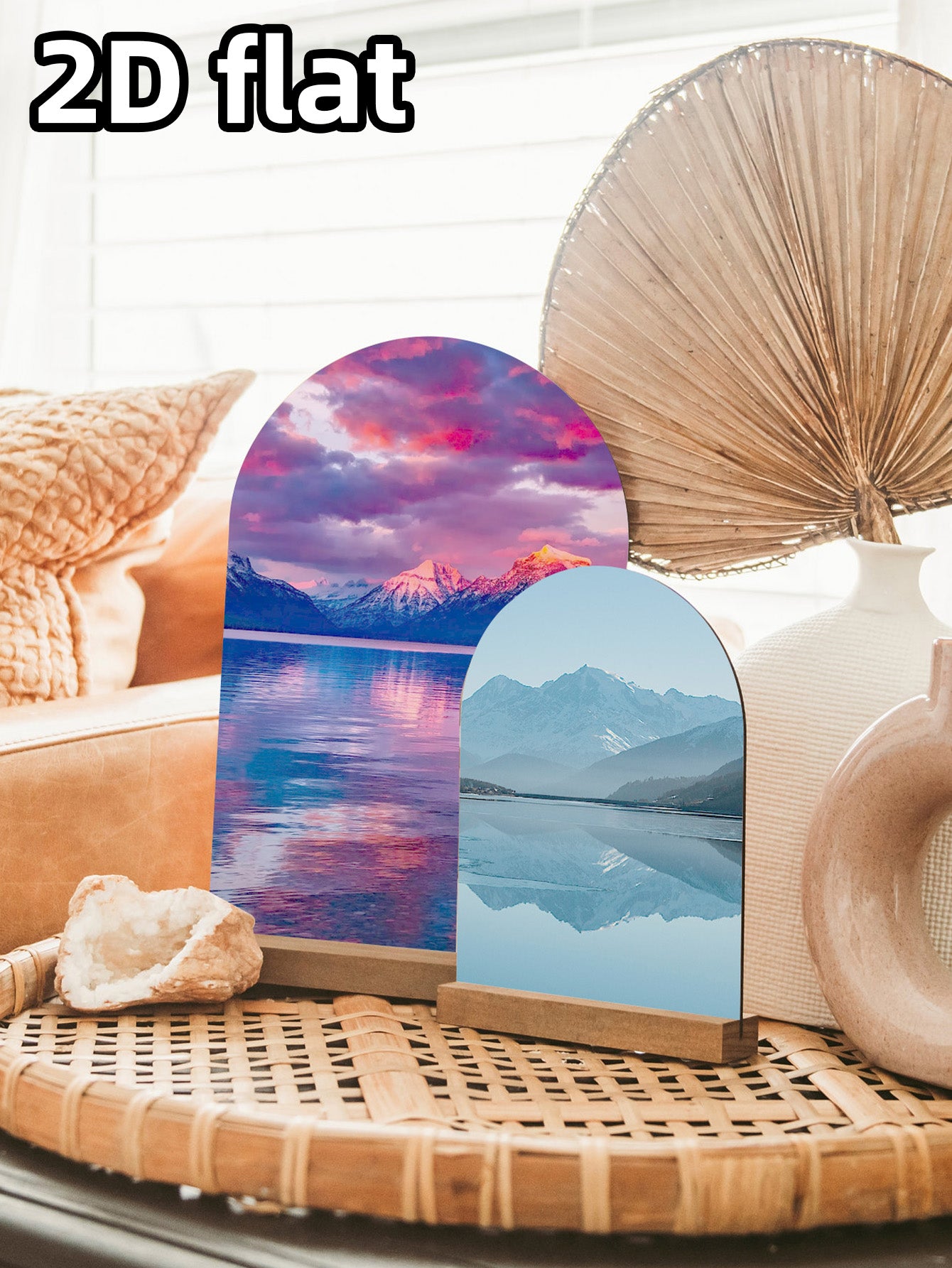 Arch Photo Print With Wooden Base, Boho Arch Design