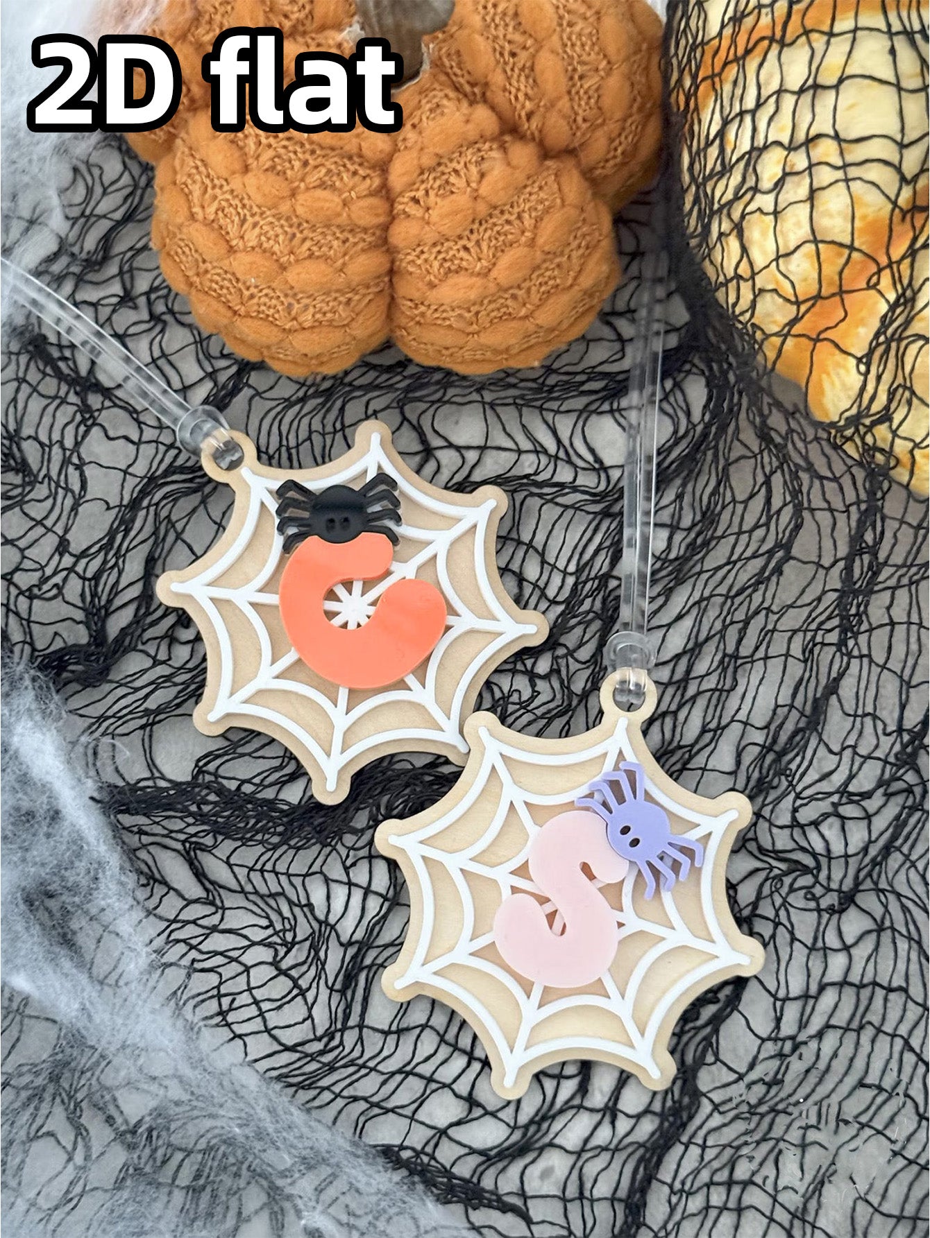 Personalized Halloween Spider Web Boo Basket Letter Name Tag