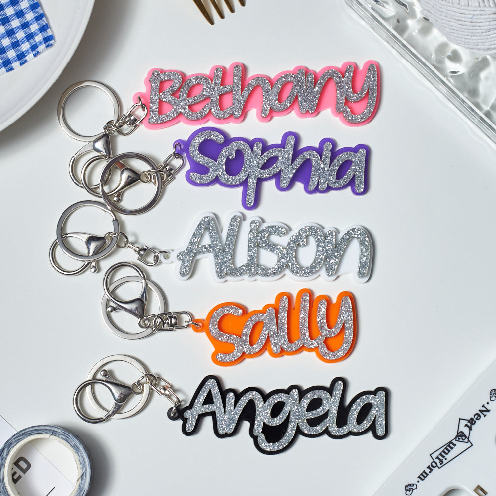 Customized Acrylic Key Chain - Glitter Text Ver.