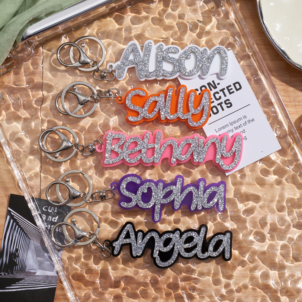 Customized Acrylic Key Chain - Glitter Text Ver.