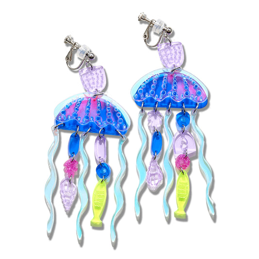 Colorful Ocean Jellyfish Party Dangle Ear Clip/Earrings