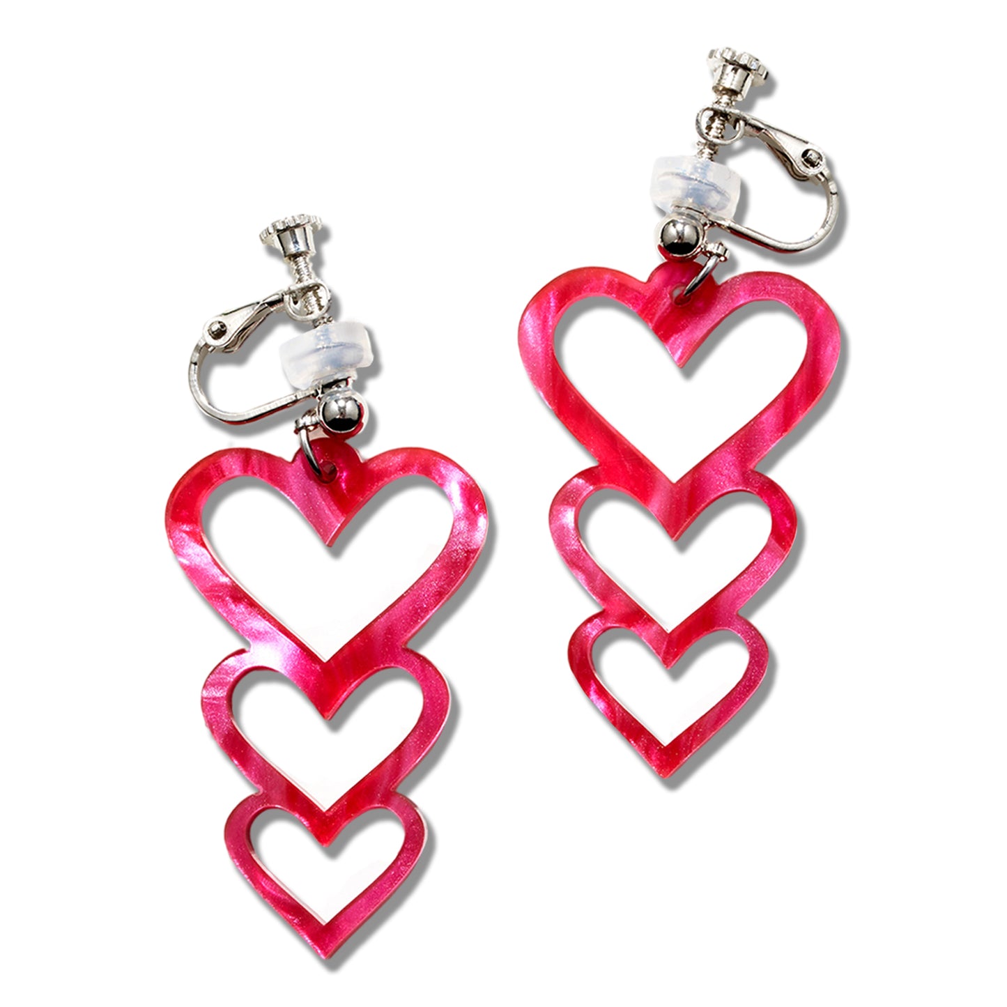 Dazzling Triple Heart Ear Clip/Earrings