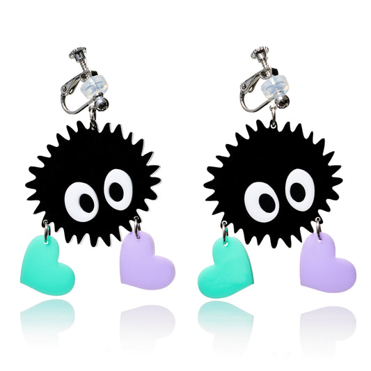 Cartoon Coal Ball Ear Clip/Earrings