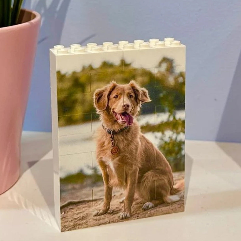 Small Portrait Photo Block, Personalized WHITE Building Block, Custom Puzzle