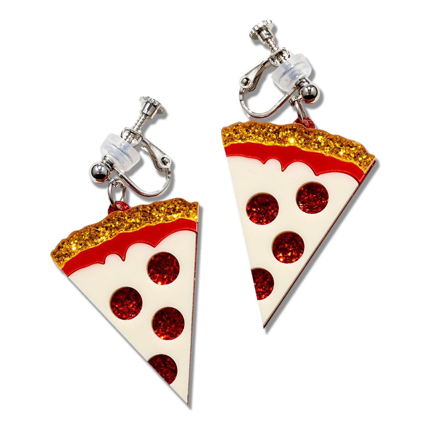 Glitter Jam Pizza Drop Ear Clip/Earrings