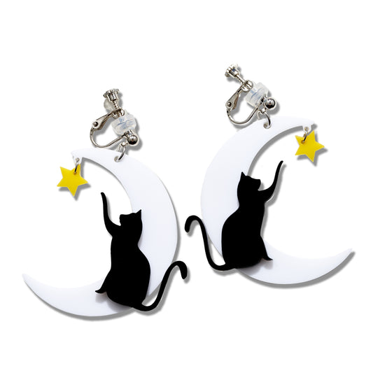 Moon And Cat Ear Clip/Earrings