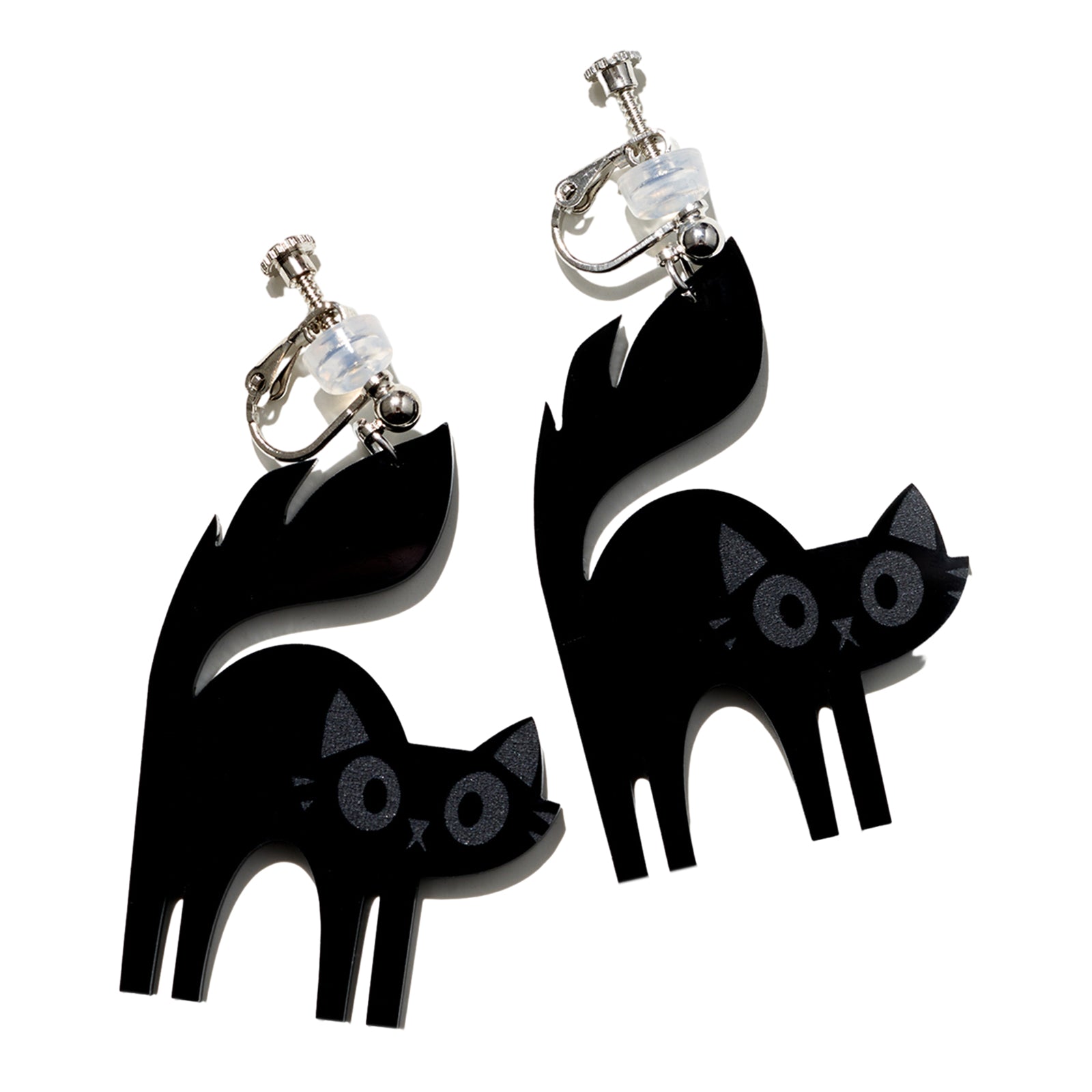 Halloween Surprised Black Cat Ear Clip/Earrings