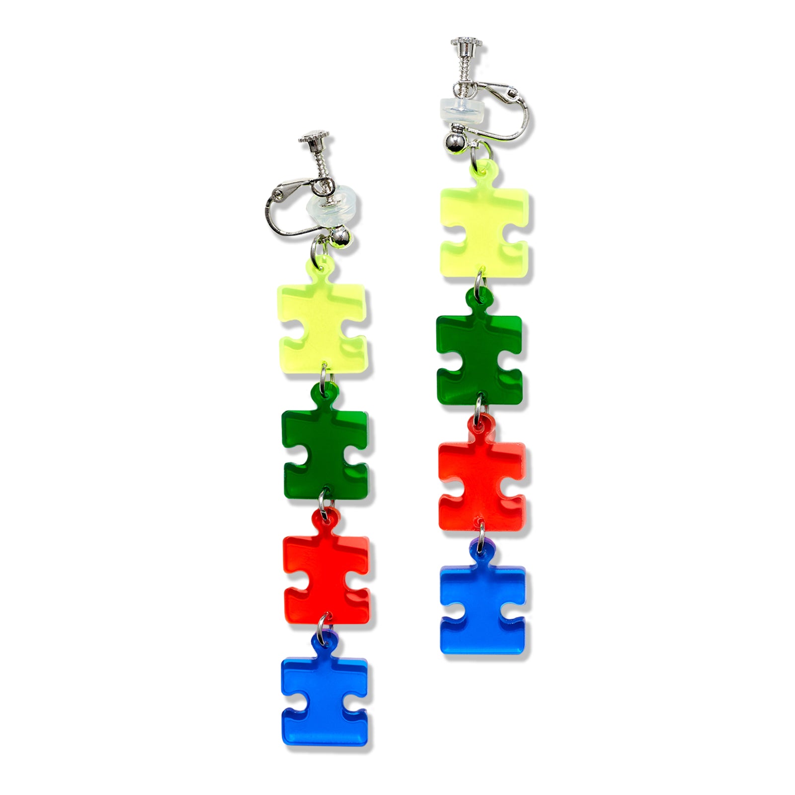 Colorful Puzzle Dangle Earrings/Ear Clip