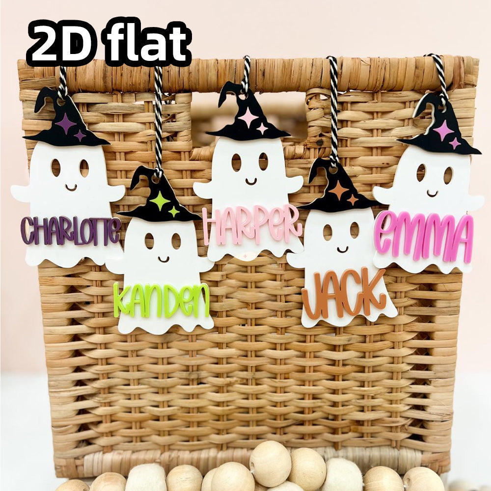 Personalized Witch Ghost Halloween Tag