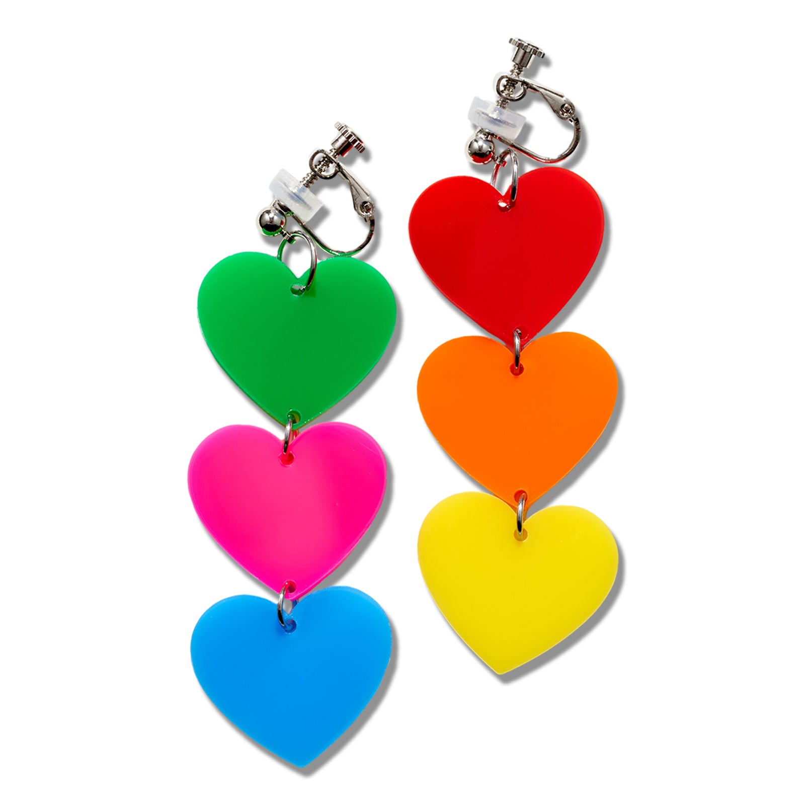 Rainbow Heart Ear Clip/Earrings