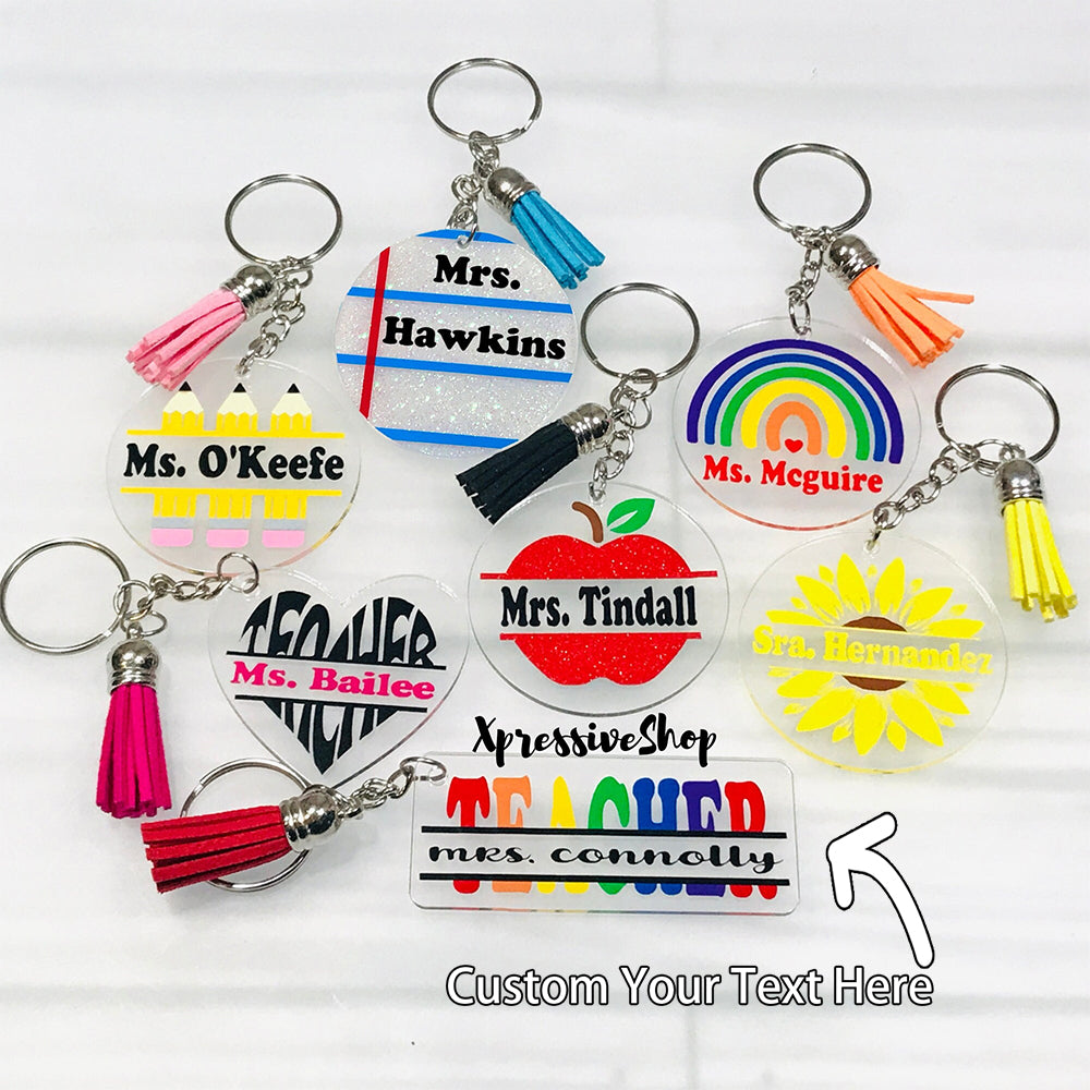 Acrylic with Tassel-Teacher Appreciation, Custom Keychain for Teacher