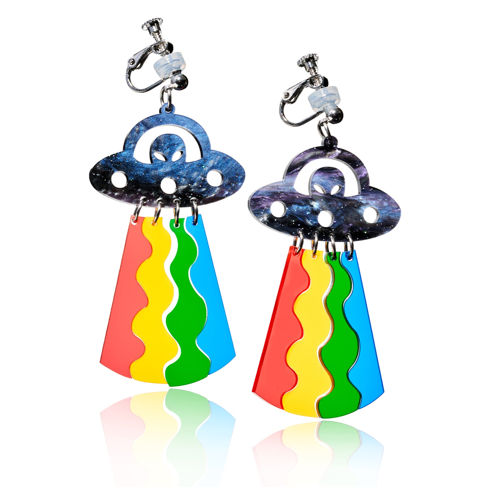 Novelty UFO Rainbow Ear Clip/Earrings