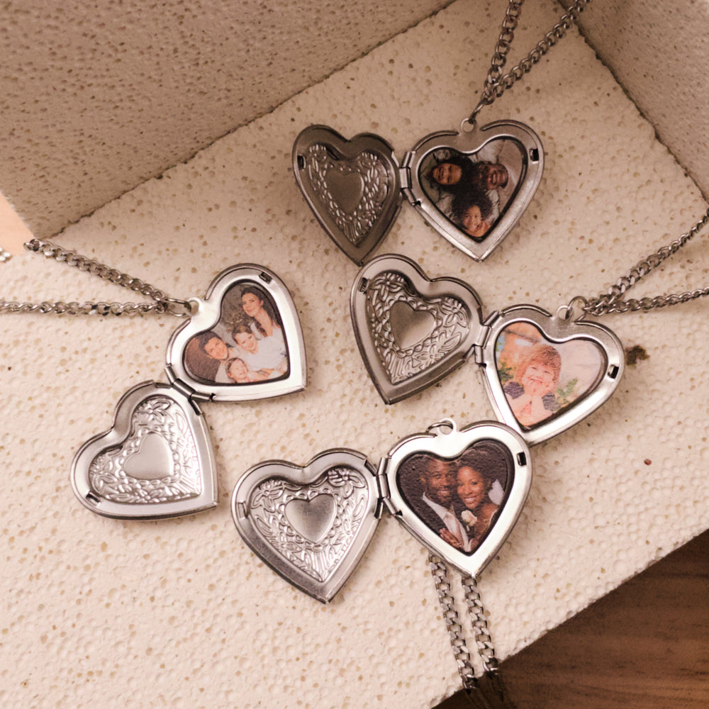 Heart Locket Necklace with Photo