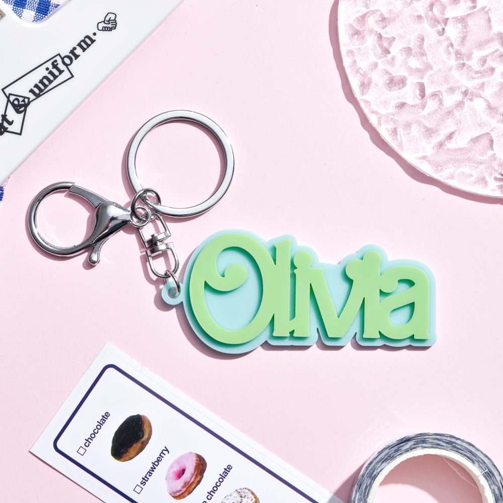 Personalized Acrylic Name Key Chain, Macaroon Summer Ver.