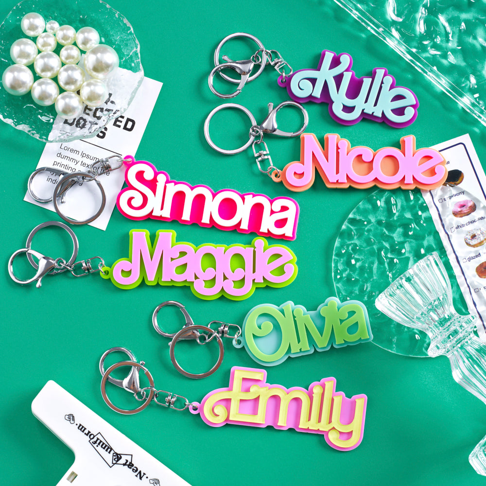 Personalized Acrylic Name Key Chain, Macaroon Summer Ver.
