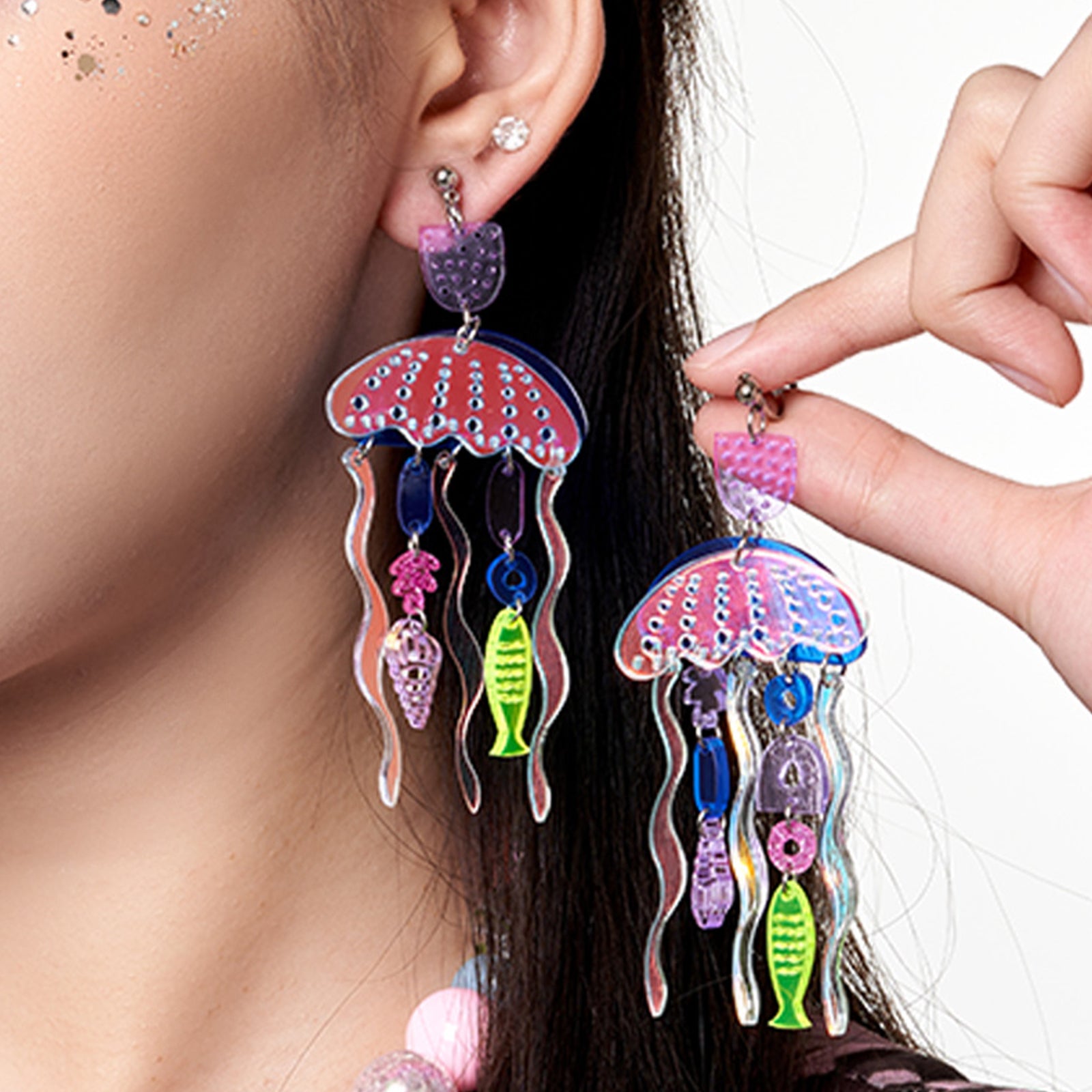 Colorful Ocean Jellyfish Party Dangle Ear Clip/Earrings