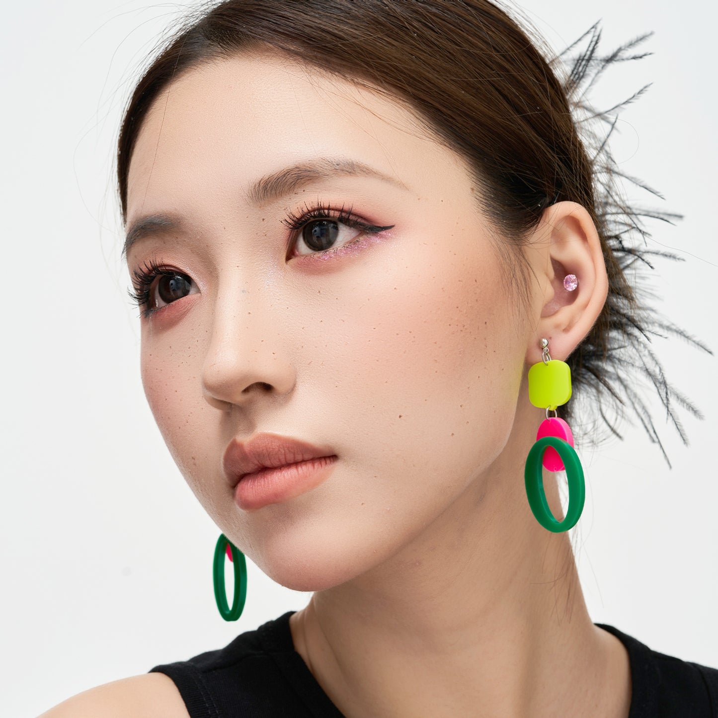 Geometric Statement Hoop Dangle Ear Clip/Earrings