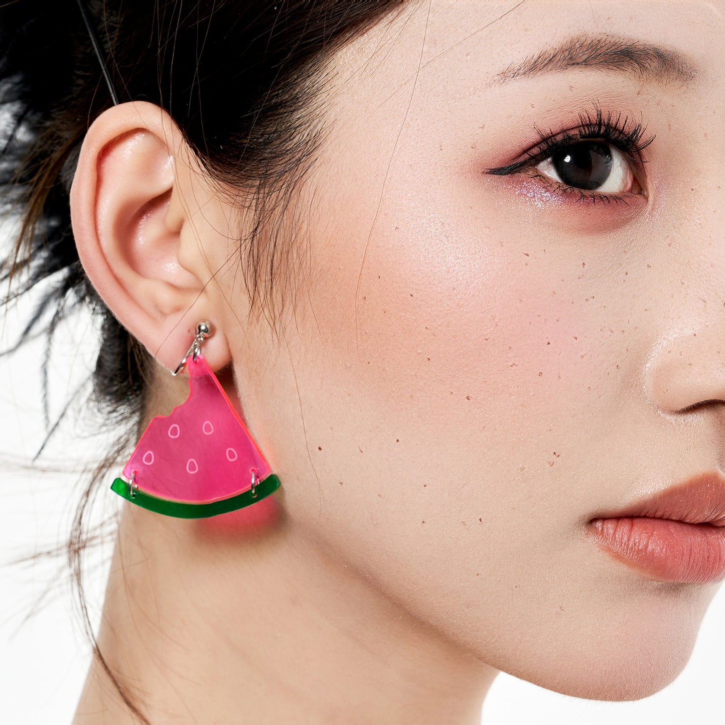 Clear Watermelon Drop Ear Clip/Earrings