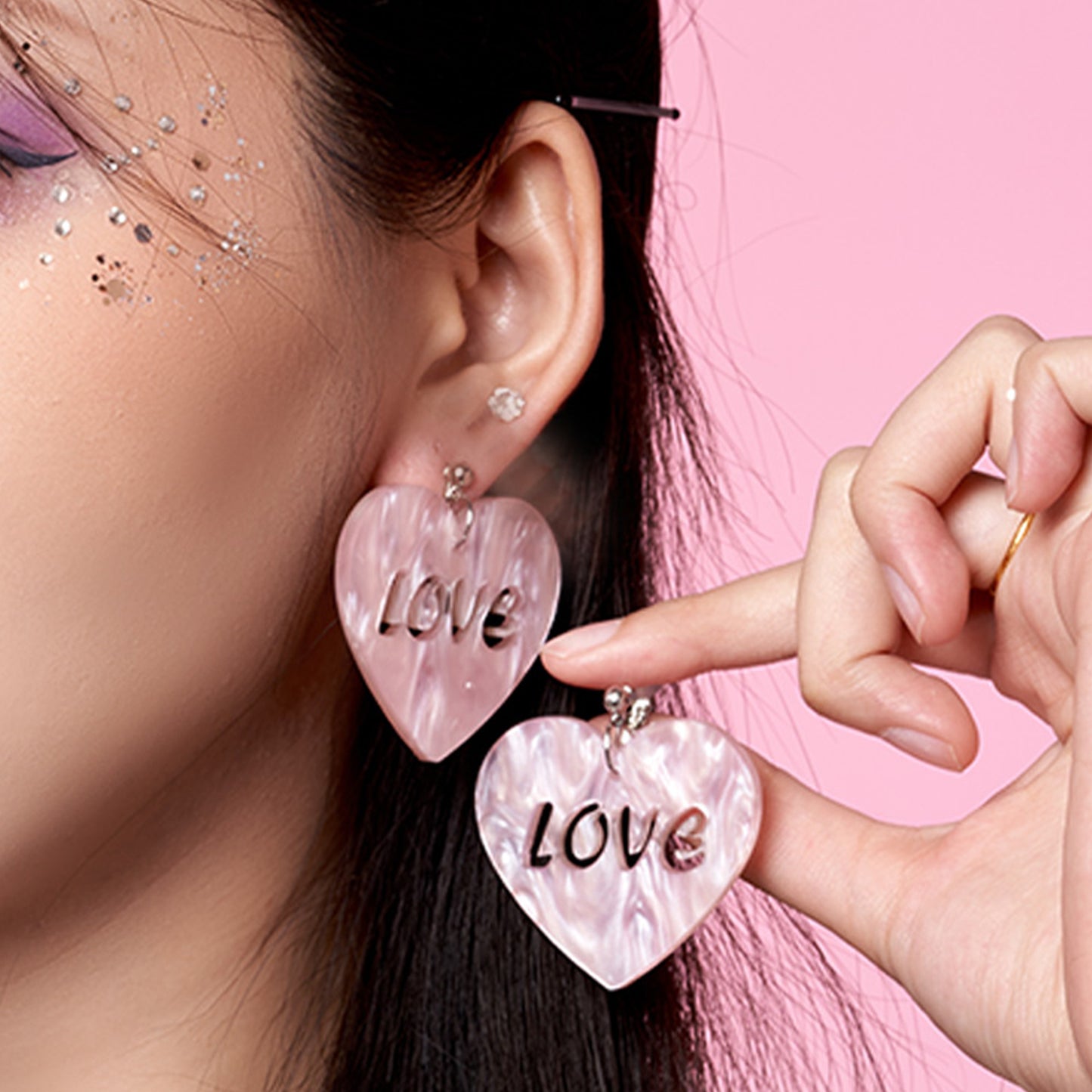 Light Pink Love Ear Clip/Earrings