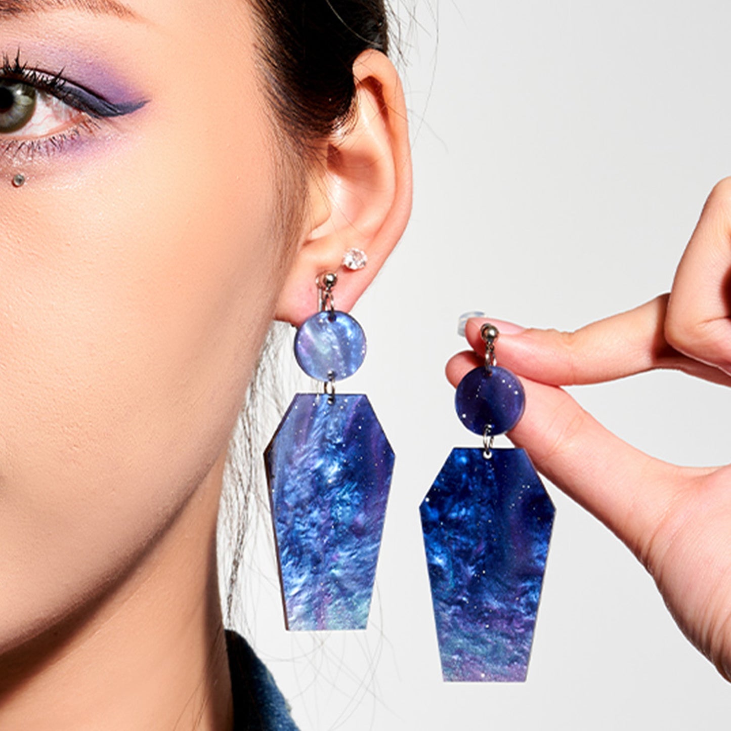 Halloween Galaxy Coffin Ear Clip/Earrings