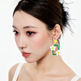 Rectangular Daisy Pierced Ear Clip/Earrings