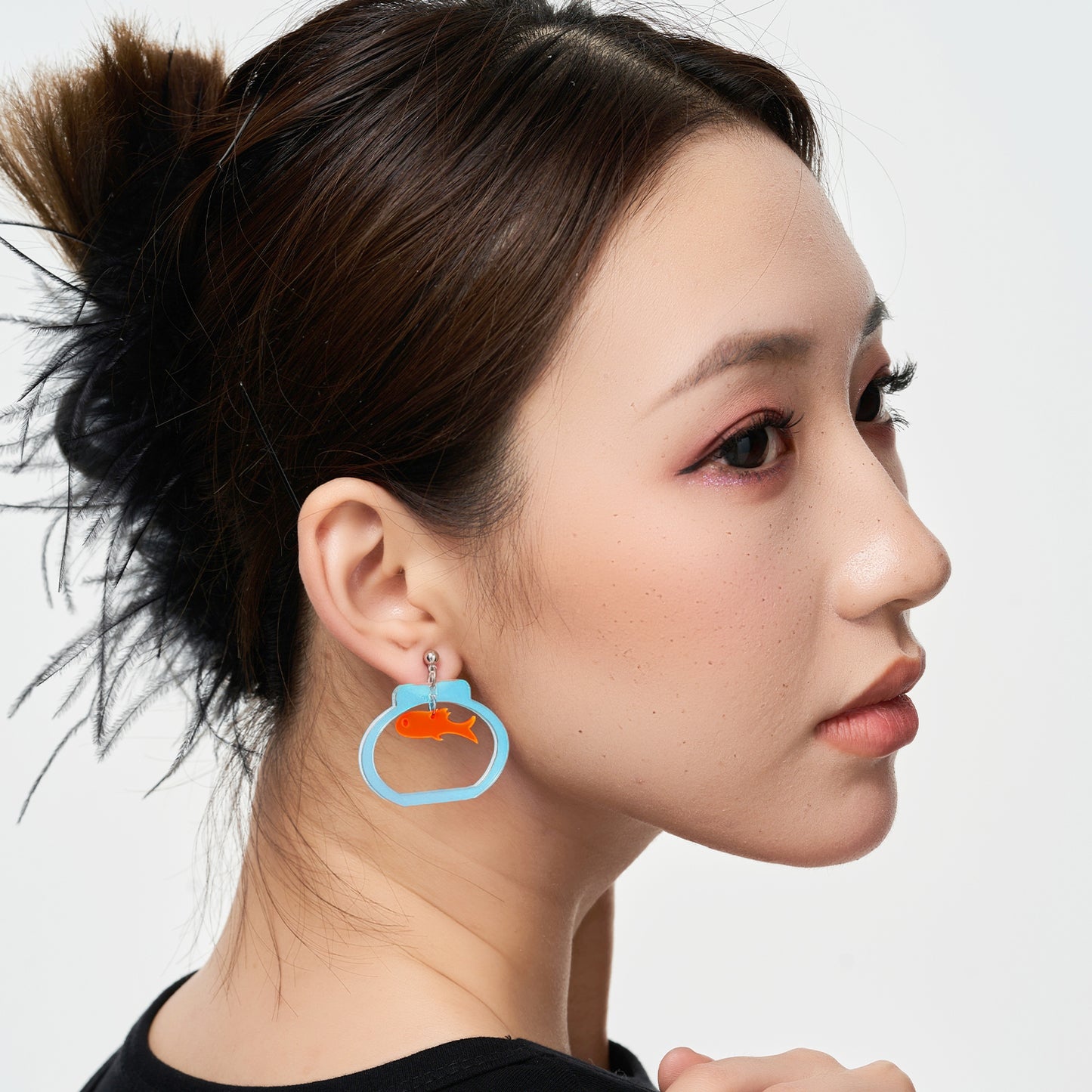 Laser Pierced Goldfish Drops Ear Clip/Earrings