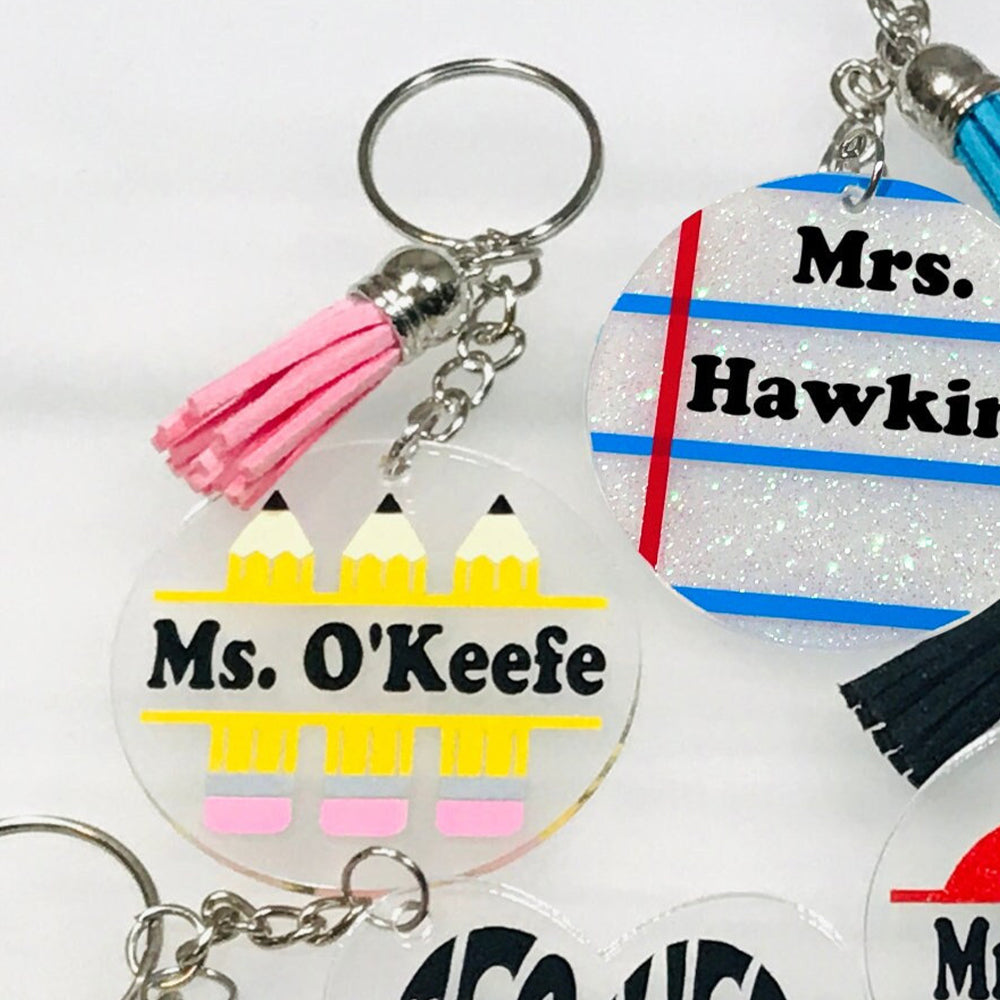 Acrylic with Tassel-Teacher Appreciation, Custom Keychain for Teacher