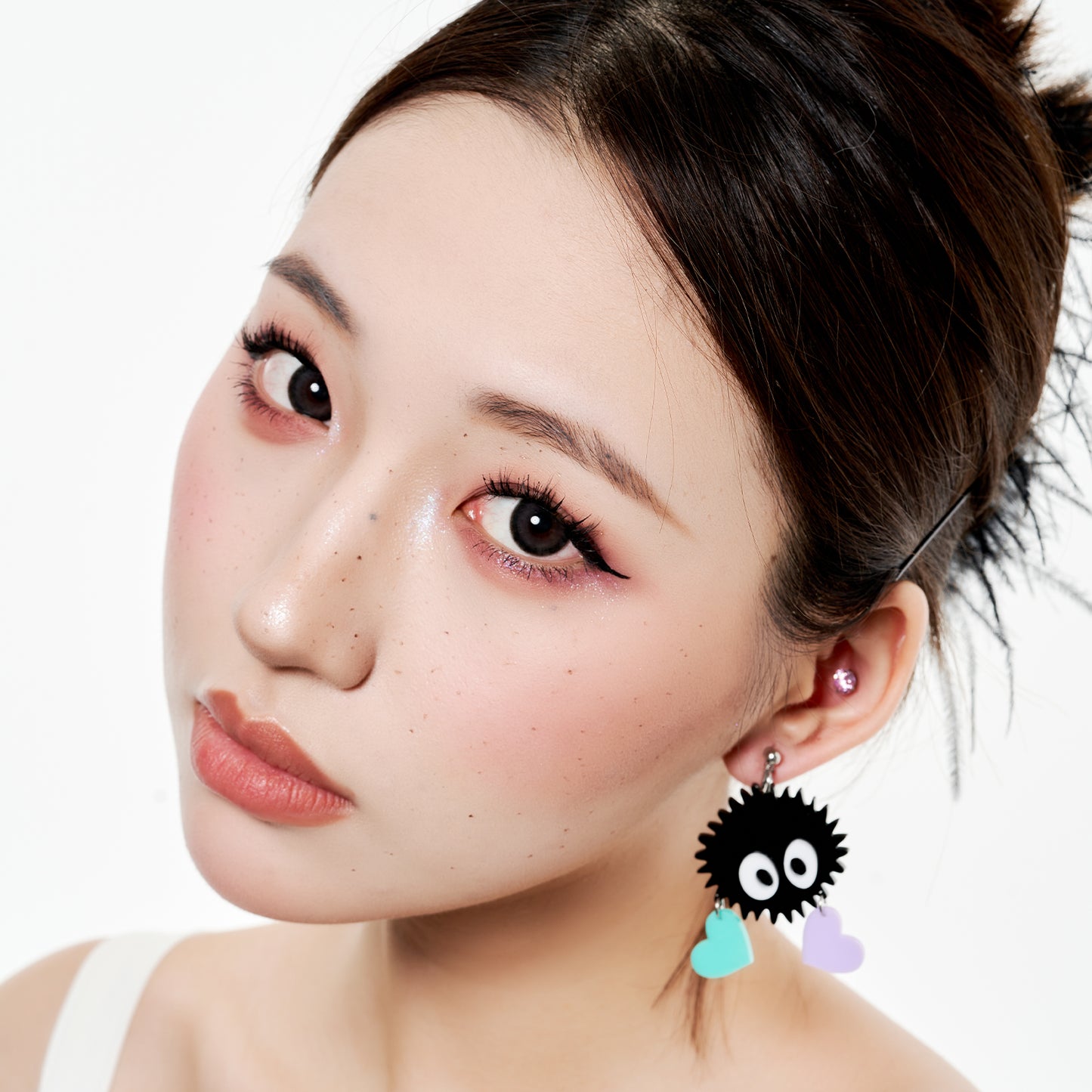 Cartoon Coal Ball Ear Clip/Earrings