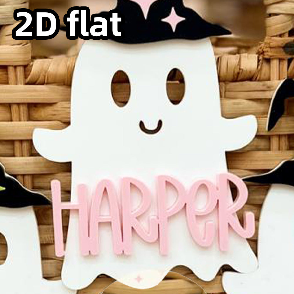 Personalized Witch Ghost Halloween Tag