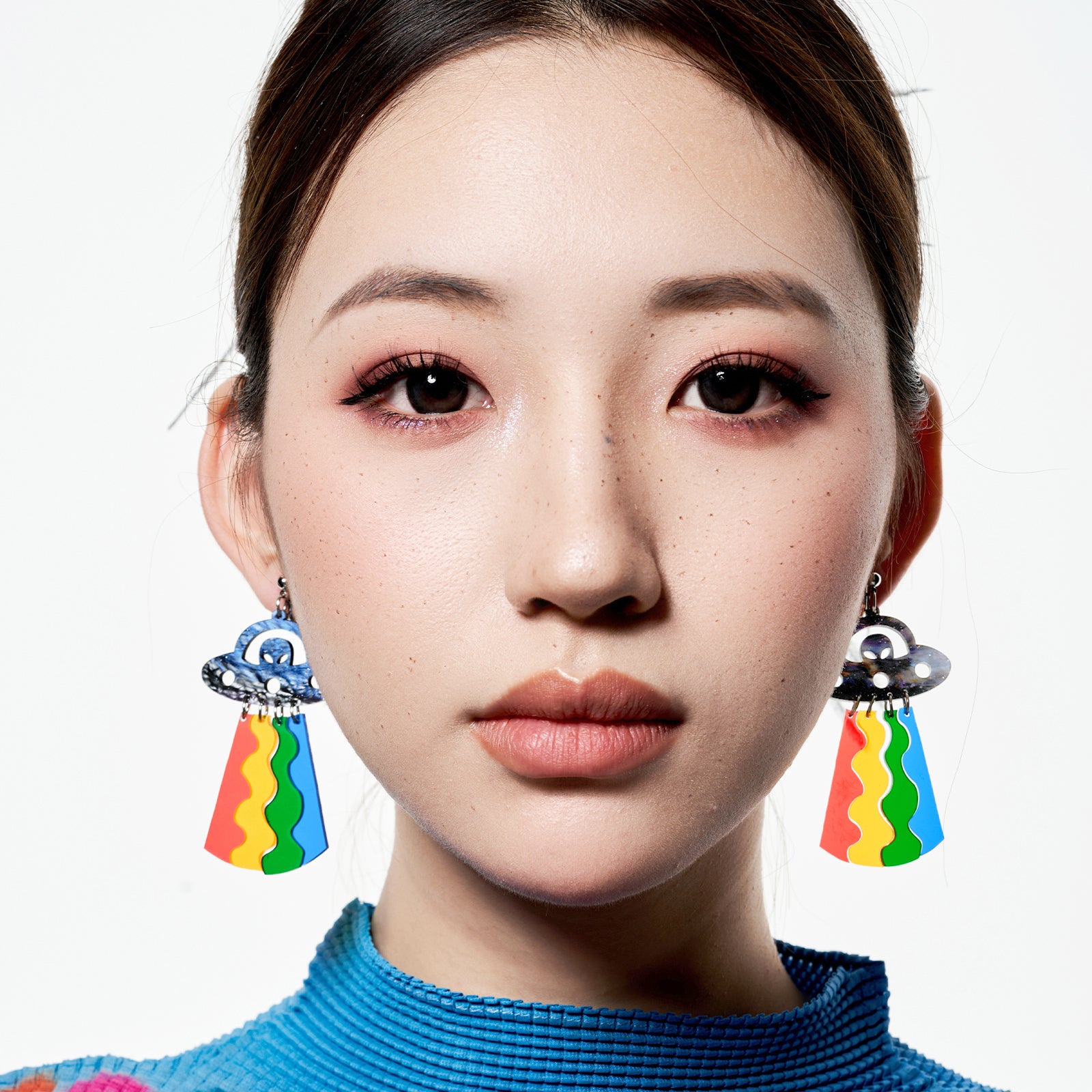 Novelty UFO Rainbow Ear Clip/Earrings