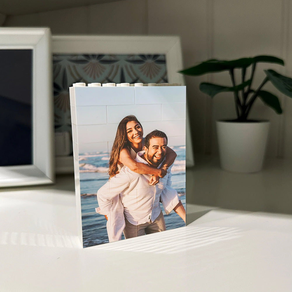 Small Portrait Photo Block, Personalized WHITE Building Block, Custom Puzzle