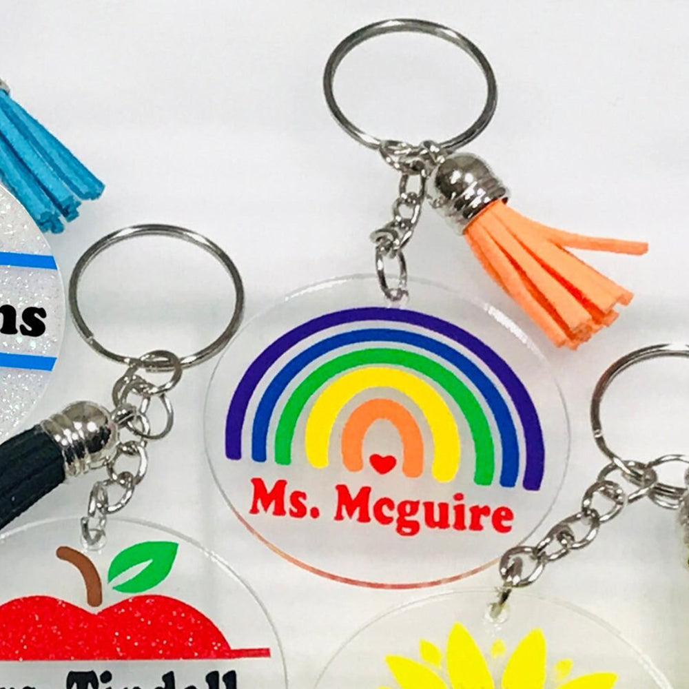 Acrylic with Tassel-Teacher Appreciation, Custom Keychain for Teacher