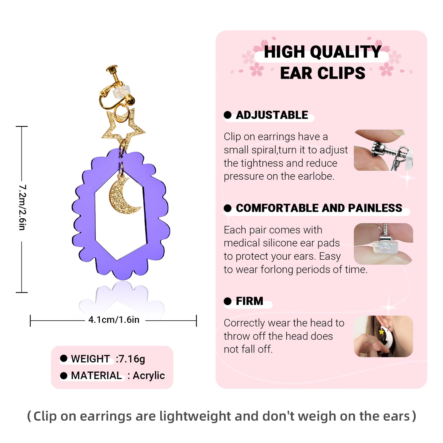 Whimsical Purple Ear Clip/Earrings