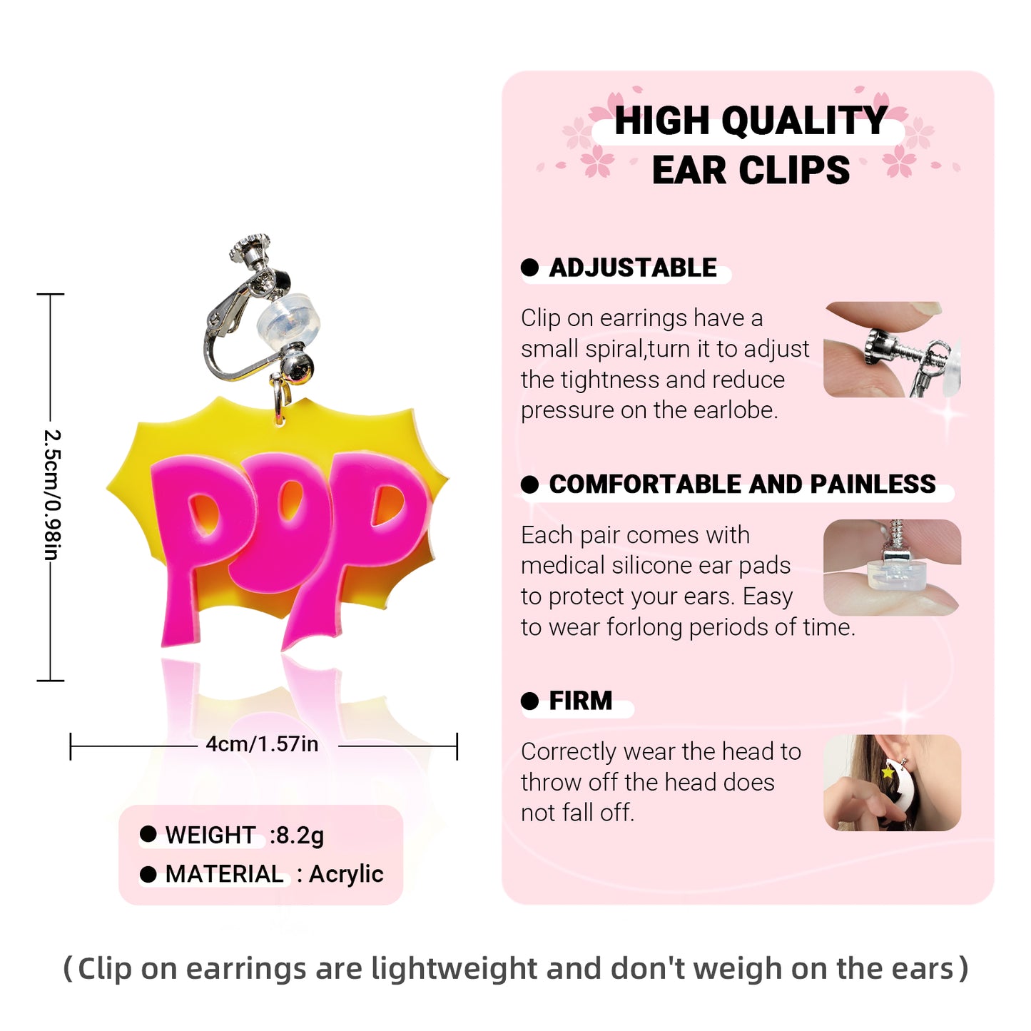 Exaggerated POP Drop Ear Clip/Earrings