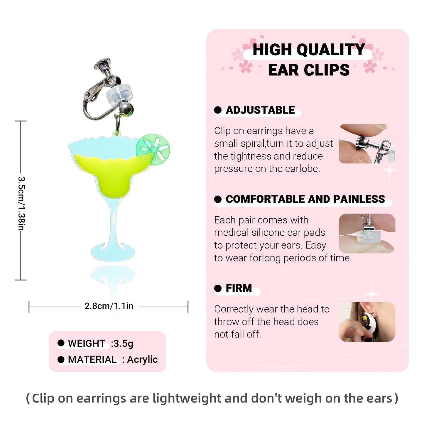 Laser Bright Cocktail Ear Clip/Earrings