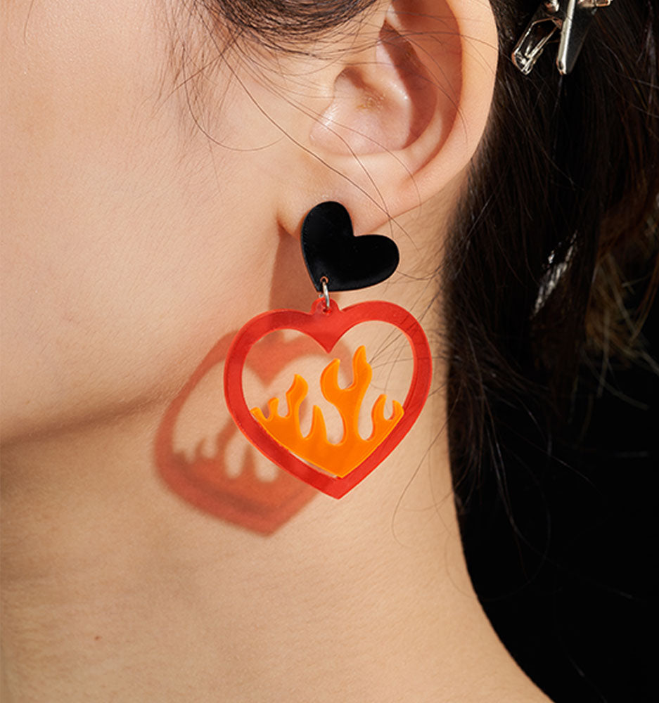 Halloween Burning Heart Earrings/Ear Clip
