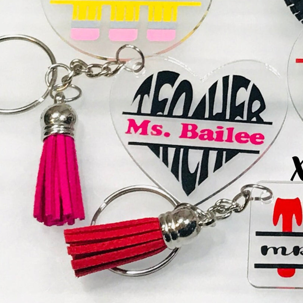 Acrylic with Tassel-Teacher Appreciation, Custom Keychain for Teacher