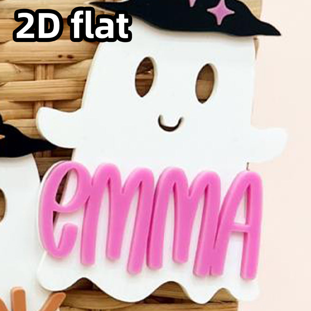 Personalized Witch Ghost Halloween Tag